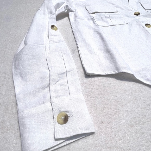 Guess White Linen Harper Tie Front Top Shirt Peasant Size Small Y2K NEW - Picture 5 of 10
